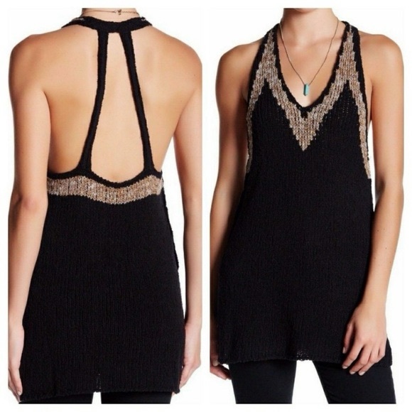 Free People Tops - Free People Hold On Sweater Tunic Tank Top Cover Up - Black